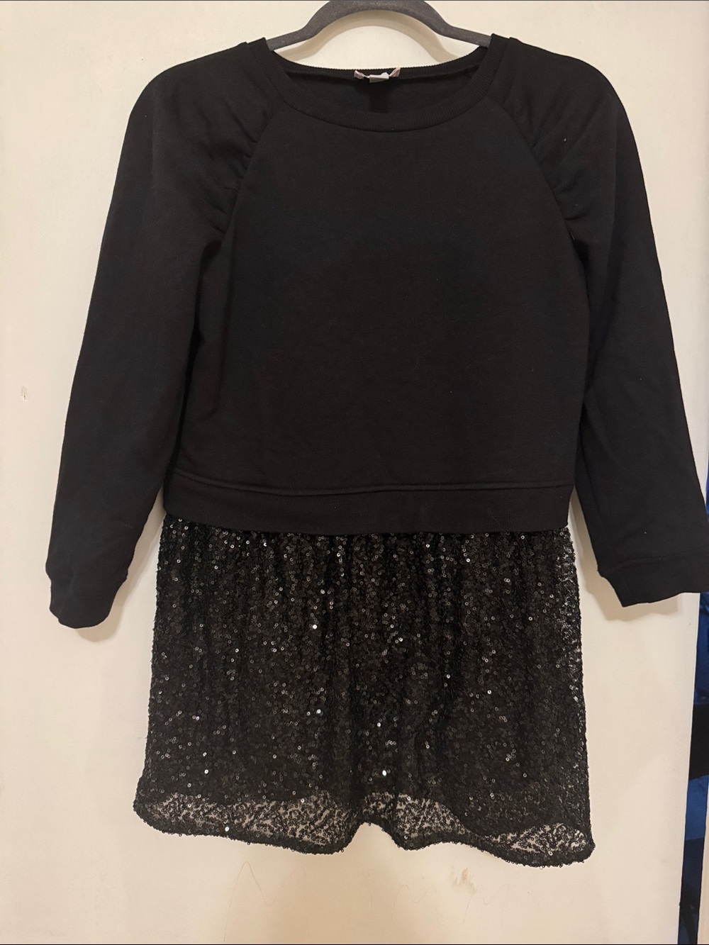 The Children's Place Black Sweatshirt Dress with Sequin Skirt